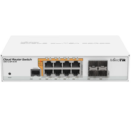 Gigabit ROS Wired Router Switch Poe CRS112-8P-4S-IN de escritorio de 4 SFS